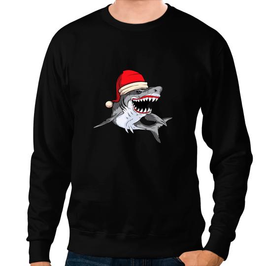 Ocean Shark Santa Hat Fun Christmas Celebrate Holidays Joy Party Sweatshirts