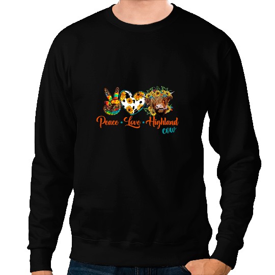 Cattle Cow Sunflower Peace Love Highland Cow Leopard Western Animals Sweatshirts
