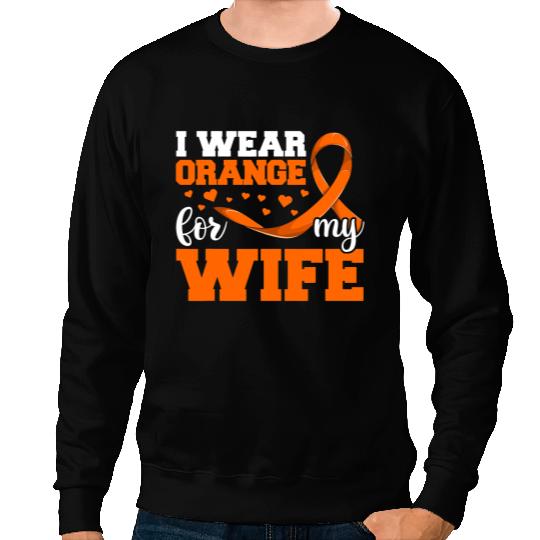 Leukemia Survivor I Wear Orange For My Wifes Ribbon Leukemia Cancer Sweatshirts