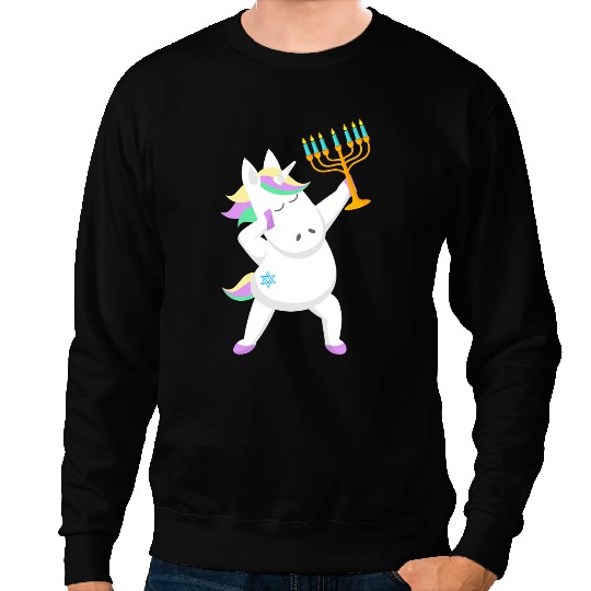 Unicorns Hanukkah Jewnicorn Unicorns Menorah Star Of David Funny Kids Sweatshirts