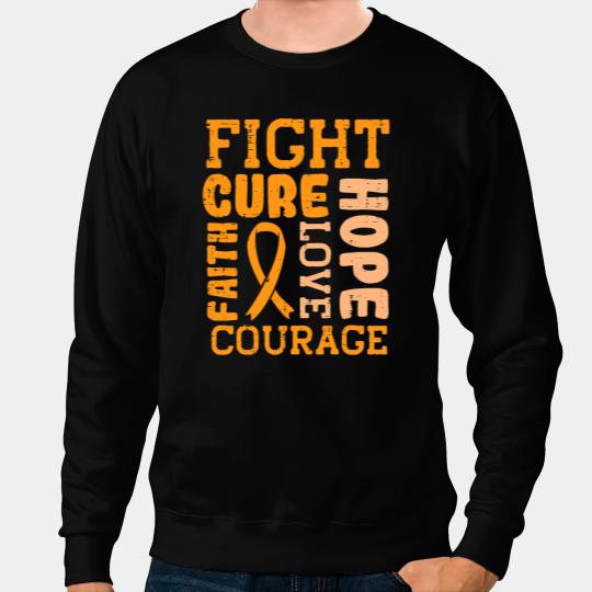 Leukemia Survivor Fight Cure Faith Orange Ribbon Leukemia Cancer Awareness Sweatshirts