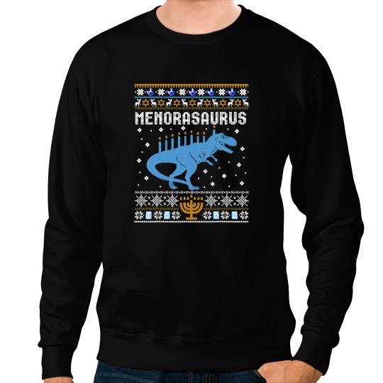 Dinosaur Dino Funny Ugly Hanukkah Sweater Dinosaur Menorah Dino Boys Mens318 Sweatshirts