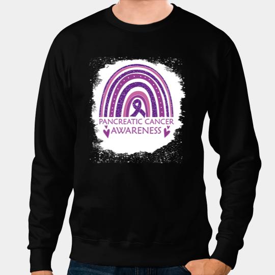 Pancreatic Warrior Bleached Rainbow Purple Ribbon Sweatshirts