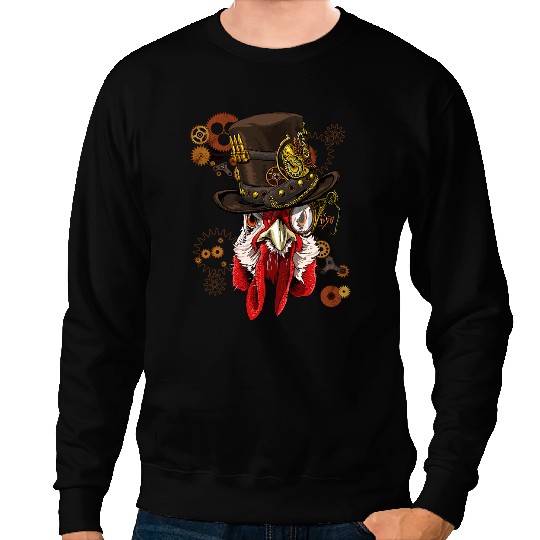 Chicken Poultry Steampunk Gothic Chicken Rooster Hen Mechanical Animal Face Sweatshirts