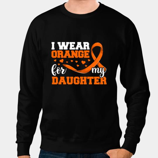 Leukemia Survivor I Wear Orange For My Daughters Ribbon Leukemia Cancer Sweatshirts
