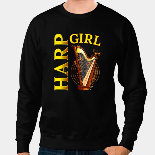 Musical Notes Concert Harp Girl Creative Musician Player Art Sweatshirts