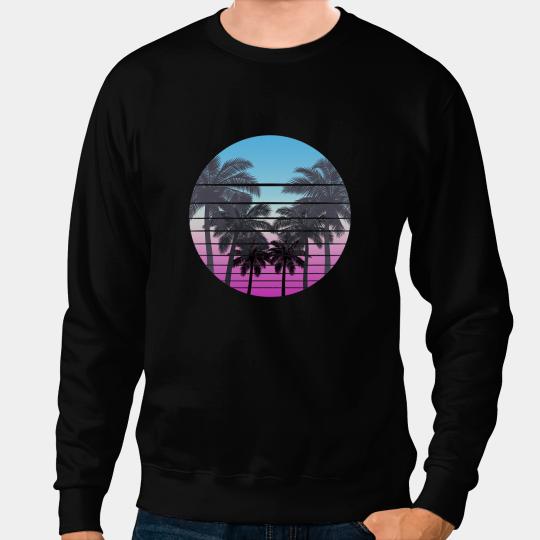 Retro Palm Trees Vaporwave Sunset 1980s Summer Vacation Sweatshirts