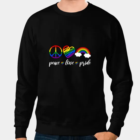 LGBT Pride PeaceLove Pride For Gay Pride Month Festival Rainbow 3 Sweatshirts