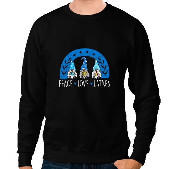 Love Peace Latkes Gnome Hanukkah Chanukah Jewish Funny Gift Sweatshirts