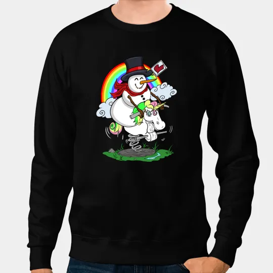 Unicorns Pony Snowman Riding Unicorns Christmas Pajama Family Funny 70 Sweatshirts