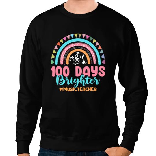 Teacher Job 100 Days Brighter For Music Teacher Rainbow Leopard Sweatshirts