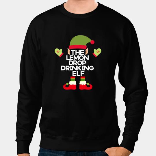 The Lemon Drop Drinking Elf Funny Christmas Vodka Sweatshirts