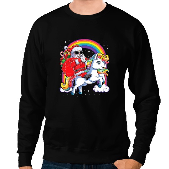Unicorns Pony Santa Riding Unicorns Christmas 68 Sweatshirts