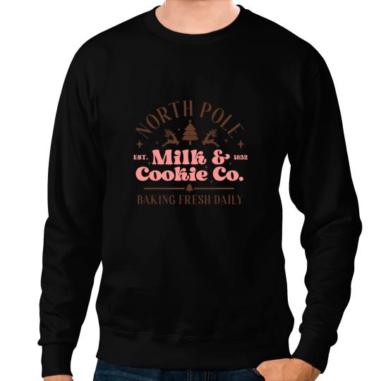 North Pole Milk Cookie Christmas Festive Funny Quote Family Sweatshirts