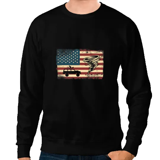Storm Chaser Hurricane Meteorology Tornado Usa American Flag 2 Sweatshirts
