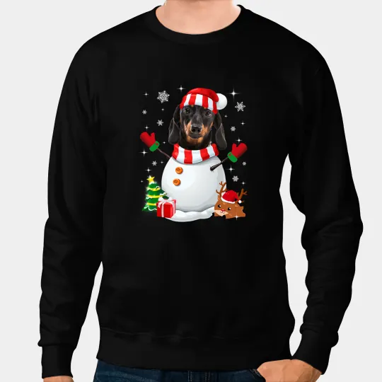 Wiener Snowman Christmas Cute Dog Lovers xmass Funny 177 Dachshund Doxie Sweatshirts