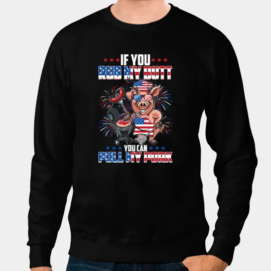 Pig BBQ Chef Pig 4th of July BBQ Party Barbecue Lovers 207 Piggy Sweatshirts