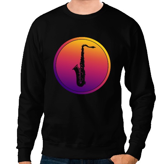 Saxophone Lover Synthwave Brass Instrument Retrowave Saxophone Musician Sweatshirts