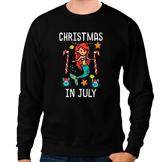 Mermaid Crab Christmas In July Cute Summer xmass Girls Kids Sweatshirts