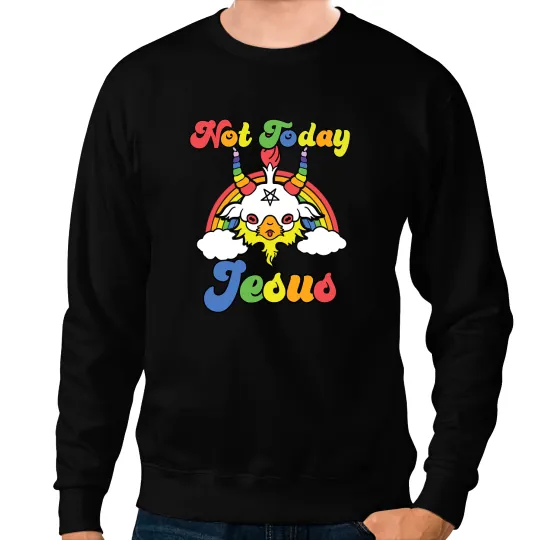 Unicorns Jesus Christ Christian Not Today Jesus Funny Kawaii Baphomet Sweatshirts