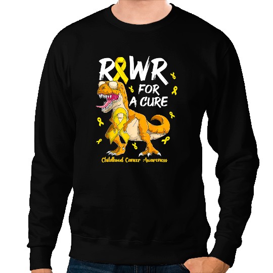 Dinosaur Dino Rawr For A Cure Childhood Cancer Awareness Dinosaur Ribbon Sweatshirts