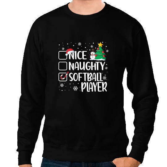 Softball Gift Naughty Or Nice Softball Player Funny Christmas Pajama 11 Sweatshirts