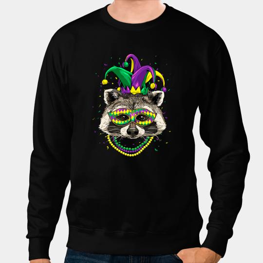 Funny Bear Mardi Gras Party carnivals Jester Raccoon Trash Panda Raccoon 251 Cute Bears Sweatshirts