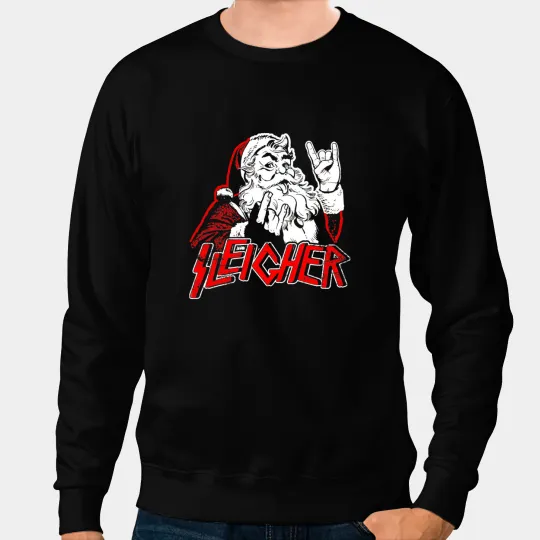 Sleigher Hail Santa Heavy Metal Christmas For Men Women Sweatshirts