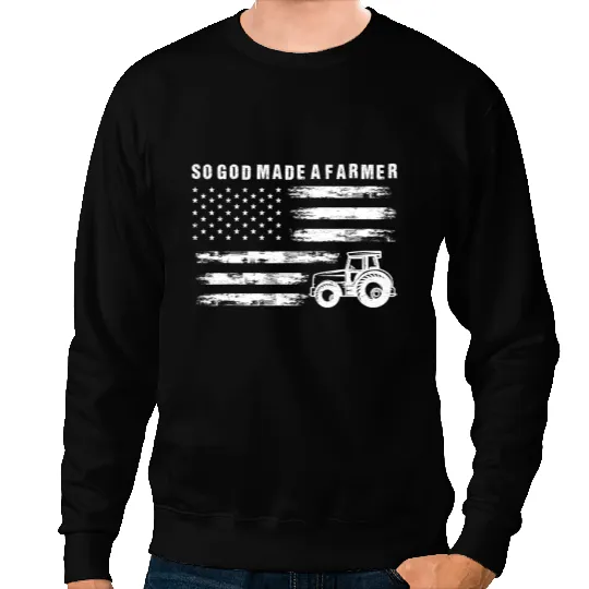 Retro vintages American Flag So God Made A Farmer 4th Of July Sweatshirts