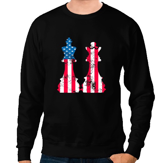 vintages American Flag King Queen Chess Pieces Team Player Sweatshirts
