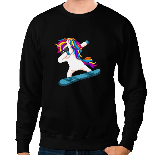 Unicorns Snowboarding Dabbings Unicorns Rainbow Dab Sweatshirts