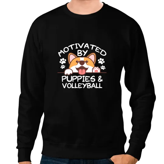 Volleyball Gift Motivated By Puppies and Volleyball Volleyball Players Sweatshirts
