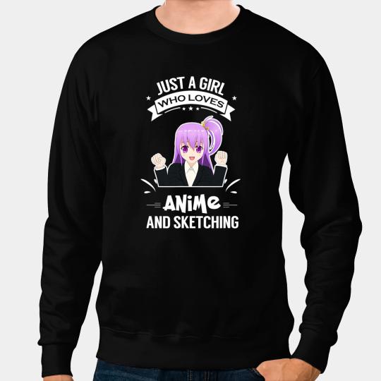 Violin Lover Just a Girl Who Loves Anime and Sketching Japan Art Violet Sweatshirts