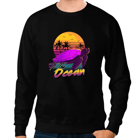 KV9 Turtle Vsco Girl Sea Turtle Synthwave Vaporwave ocean Retro Wave 177 Sweatshirts