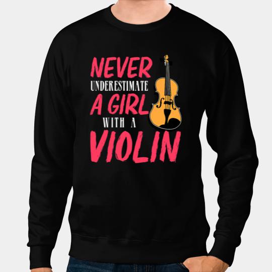 Violin Lover Womens Girl With Violin Fiddle Player Violinist Orchestra Musician Sweatshirts