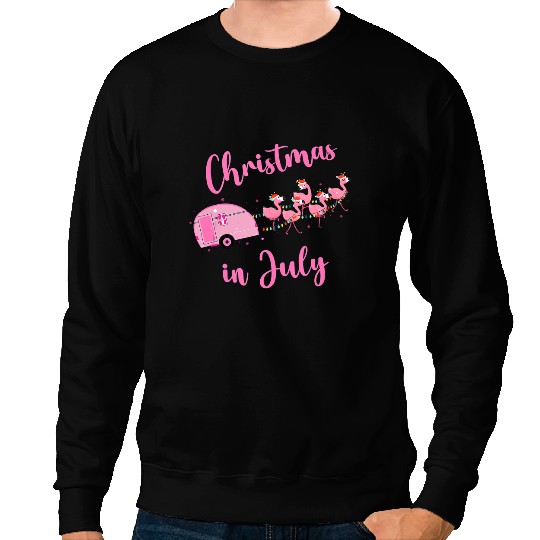 Pink Flamingo Funny Flamingo Pink Retro Camping Car Christmas In July Flamingos Sweatshirts