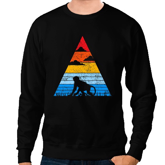 Retro Chimpanzee Sunset Silhouette Animal Monkey Sweatshirts