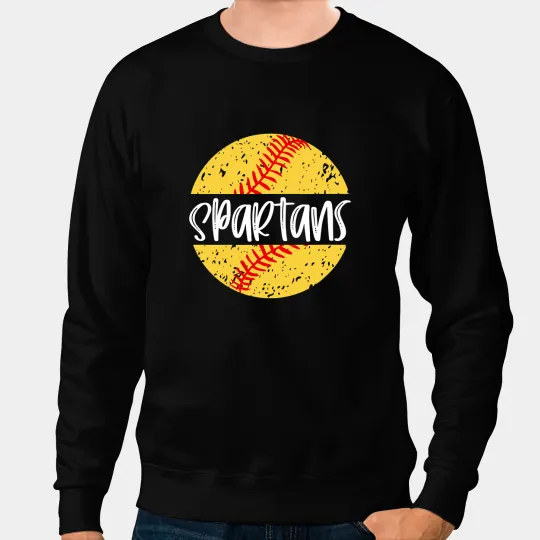 Softball Gift Spartans Softball Team Mascot School Spirit Game Day 13 Sweatshirts