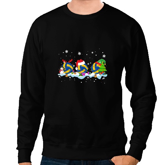 Volleyball Gift Three Santa ELF Reindeer Volleyball Ball Christmas Light 120 Sweatshirts