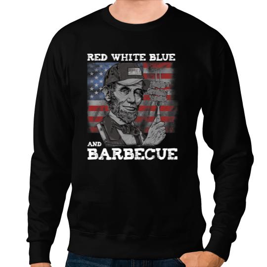 Red White Blue and Barbecue Lincoln 4th of July BBQ Men Sweatshirts
