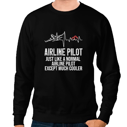 Pilot Job Airplane Heartbeat for Airplane Airline Pilot Sweatshirts