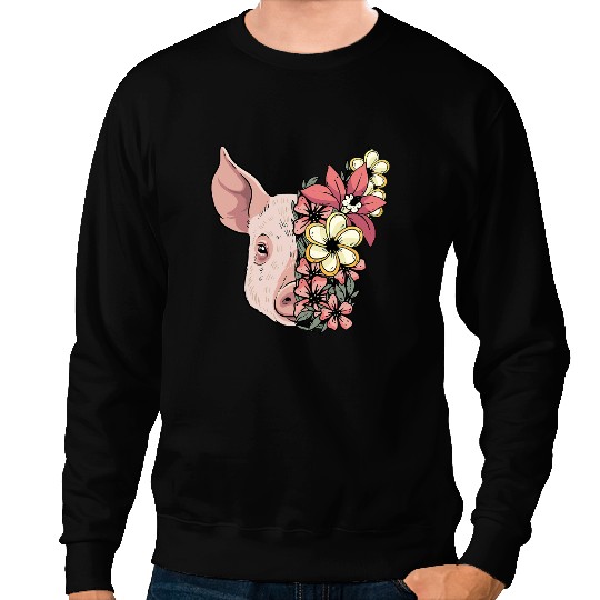 Pig flowers farmer pig breeder farmer piglet 198 Piggy Sweatshirts
