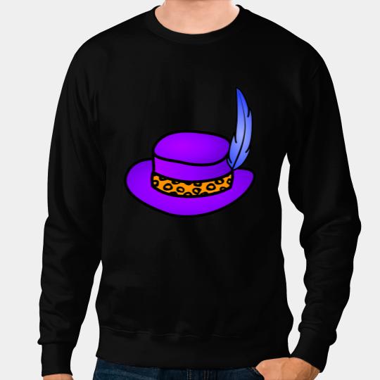 Purple Hat with Blue Feather Cheetah Pattern Band Sweatshirts