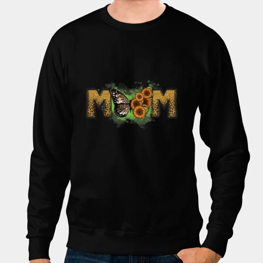 Womens Mom Butterfly Sunflower leopard skin Inspirational Butterfly Sweatshirts