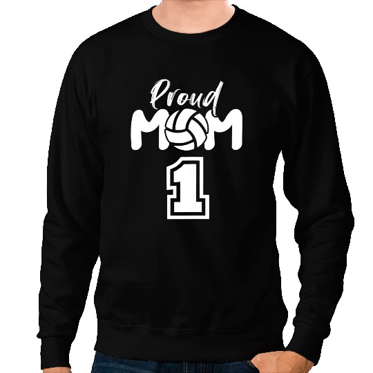 Volleyball Gift Womens Proud Volleyball Mom Number 1 Player Cheer Mommy Big Fan Sweatshirts