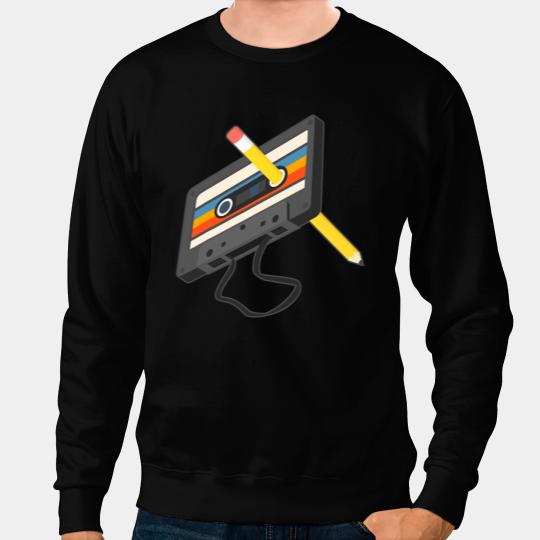 Retro Cassette Tape Pencil 70s 80s 90s Music Mixtape 2 Sweatshirts