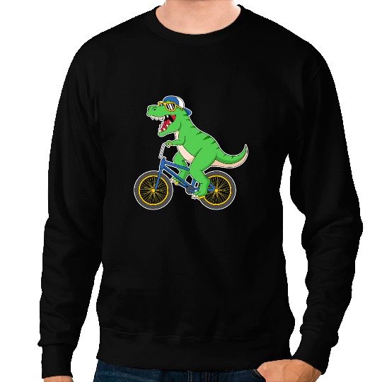 Dinosaur Dino Biker Bicycle Biking Bike Tyrannosaurus Rex Sweatshirts