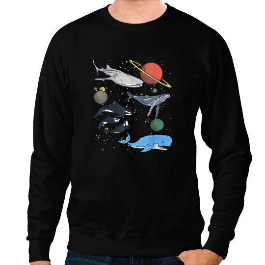 Whales Galaxy Space Whale Shark Beluga Humpback Ocean Orca Whale Sweatshirts