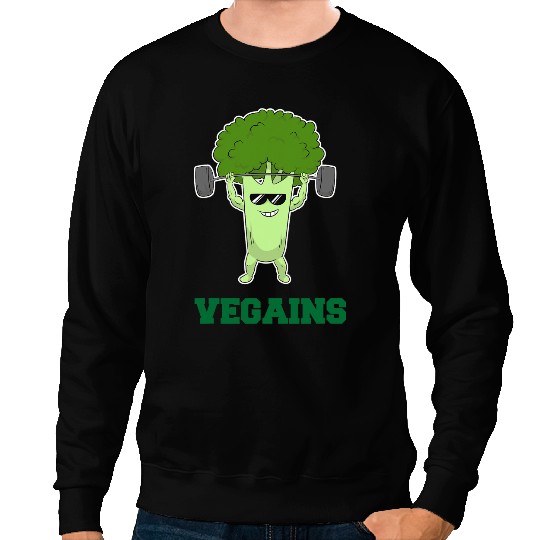 Vegan Vegains Vegetarian Plant Broccoli Bodybuilding Workout Sweatshirts