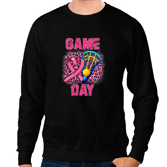 Lacrosse Gift Leopard Pink Out Lacrosse Tackle Breast Cancer Awareness 29 Cancer Sweatshirts